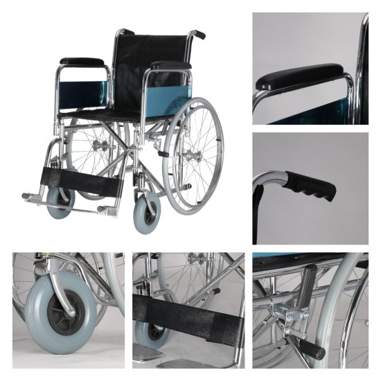 Foldable Wheelchair with Detachable Armrest Footrest