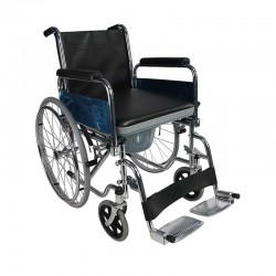 Folding Commode Wheelchair with Flip-up Armrest & Detachable Footrest Folding Commode Wheelchair with Flip-up Armrest & Detachable Footrest