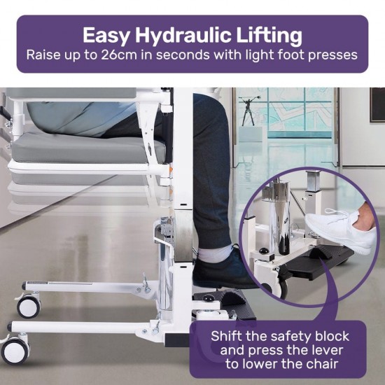 Mobilitykart Fast Assembled Hydraulic Patient Lift & Transfer Wheelchair 