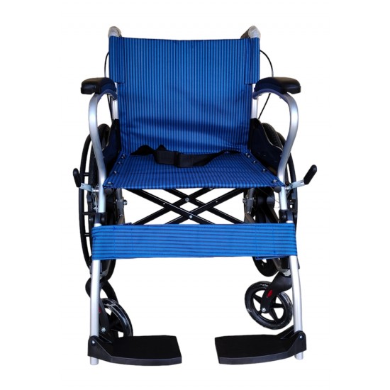Mobility Kart Lightweight Manual Aluminum Folding Wheelchair with Attendant Brakes