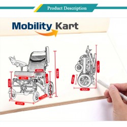 Recliner Backrest Ultralight Foldable Power Wheelchair with Electromagnetic Brake Indicator Light & Headrest