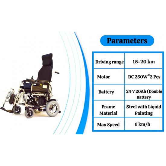 Evox Recliner Power Wheelchair WC 104 with Wireless Remote Control