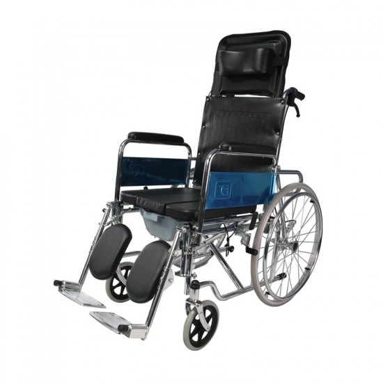 Reclining Wheelchair with Commode (U Cut seat)