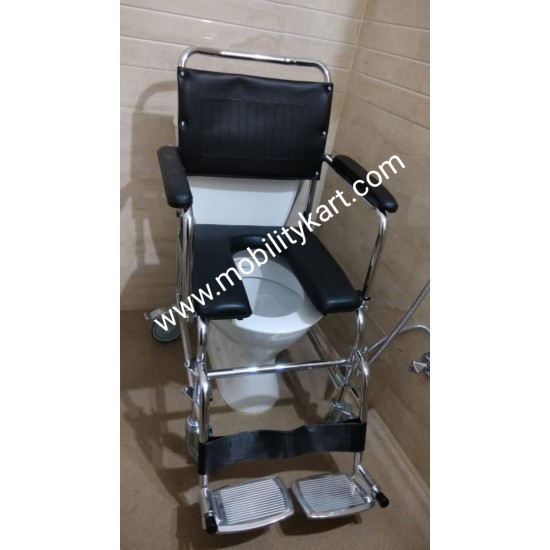 Rolling Shower Commode Chair with Wheels