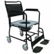 Wheeled Commode Chair with Flip-Down Armrest & Detachable Footrest