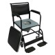 Wheeled Commode Chair with Flip-Down Armrest & Detachable Footrest