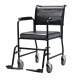 Wheeled Commode Chair with Flip-Down Armrest & Detachable Footrest