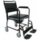 Wheeled Commode Chair with Flip-Down Armrest & Detachable Footrest